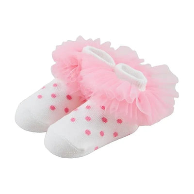 Mud Pie - Baby Girl Pink Dot Tutu Sock 0/12M Image 1