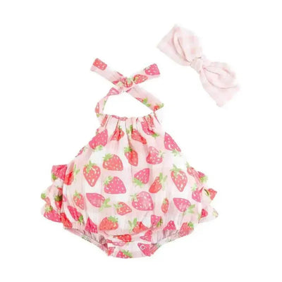 Mud Pie - Baby Girl Strawberry Sunsuit Image 1