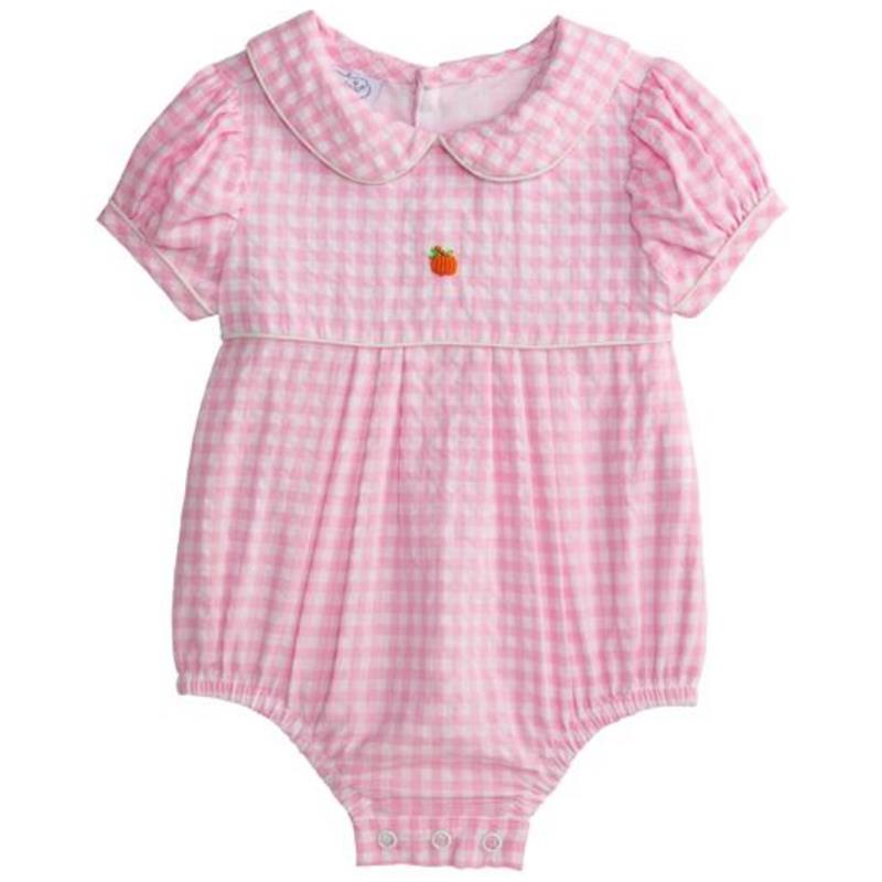 Mud Pie - Baby Pink Gingham Pumpkin Bubble Image 1