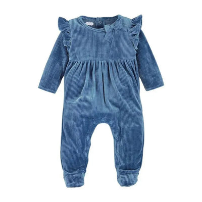 Mud Pie - Blue Velour Sleeper Image 1