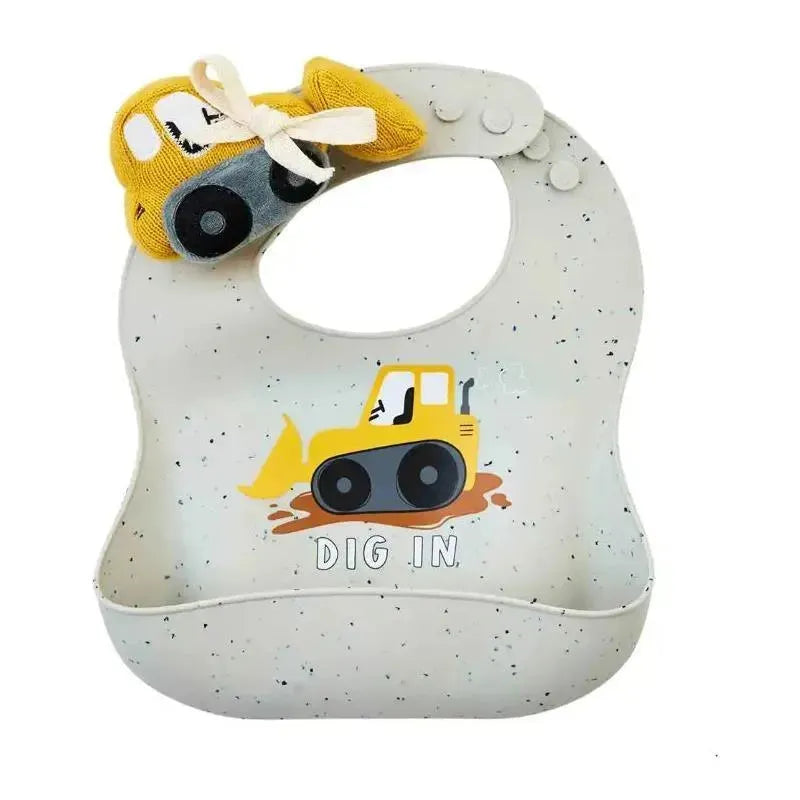 Mud Pie - Bulldozer Silicone Bib Baby Rattle Set Image 1