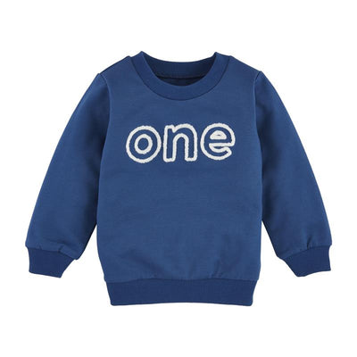 Mud Pie - Childrens Birthday Sweatshirt, One Year, Blue Image 1