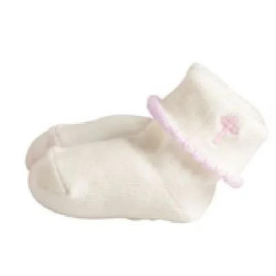 Mud Pie Cross Foldover Sock 0-6M, Pink Cross/White