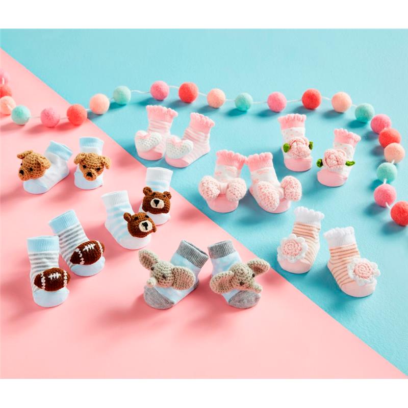 Mud Pie Dog Crochet Rattle Toe Socks, 0/6M