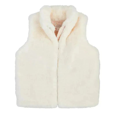 Mud Pie - Faux Fur Zip Vest, Ivory Image 1