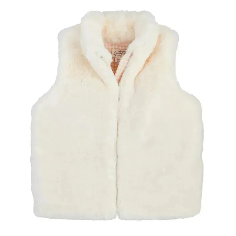 Mud Pie - Faux Fur Zip Vest, Ivory Image 1