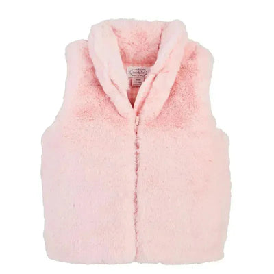 Mud Pie - Faux Fur Zip Vest, Pink Image 1