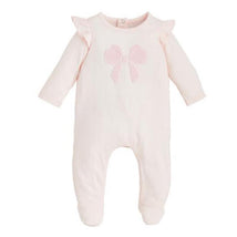 Mud Pie - Pink Boucle Bow Sleeper 3/6M Image 1