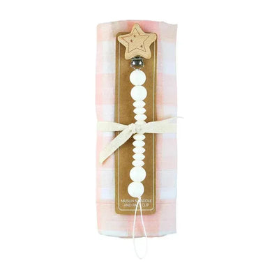 Mud Pie - Pink Gingham Swaddle & Pacy Clip Set Kit Image 1