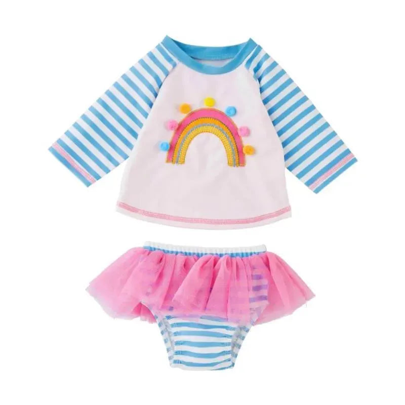 Mud Pie - Toddler Girl Rainbow Rash Guard Set Image 1