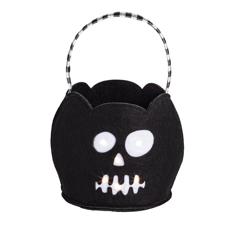 Mud Pie - Unisex Kid's Halloween LED Light Up Projecting Treat Bucket, Black Image 1