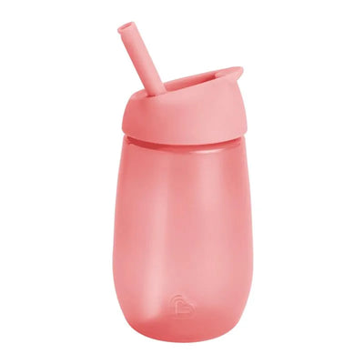 Light pink 10 oz Munchkin Simple Clean Straw Cup with a flexible straw and a cap designed for easy sipping.