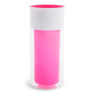 Personalized Munchkin 9 Oz Miracle® 360° insulated sippy cup with a pink interior and white lid.