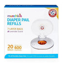 Munchkin Arm & Hammer Diaper Pail Refill Bags, 20 Pack, Holds Image 1