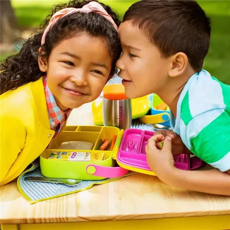 Munchkin - Lunch Bento Box with Stainless Steel Utensils ( Green & Yellow) Image 3