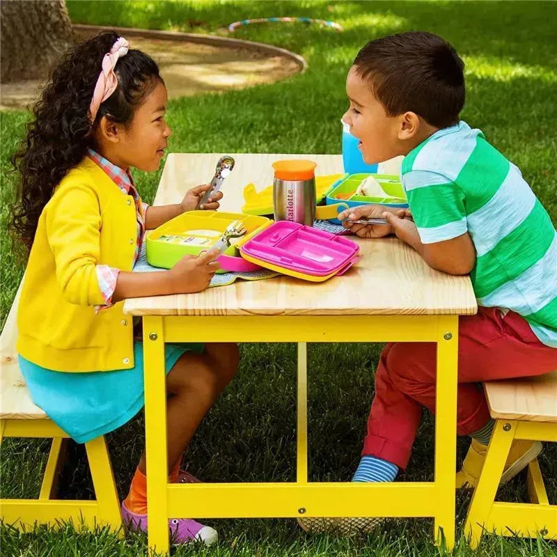 Munchkin - Lunch Bento Box with Stainless Steel Utensils ( Green & Yellow) Image 5