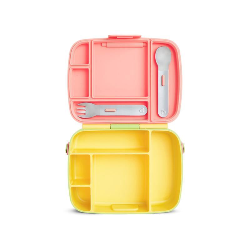 Munchkin - Lunch Bento Box with Stainless Steel Utensils (Yellow & Pink) Image 3