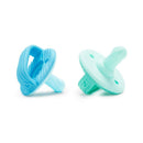 Munchkin Sili-Soothe & Teethe Silicone Pacifier + Teether - 2Pk, Blue/Green Image 1