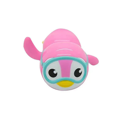 Munchkin Swimming Penguin toy in pink with goggles, designed for playful water activities. Colors may vary.