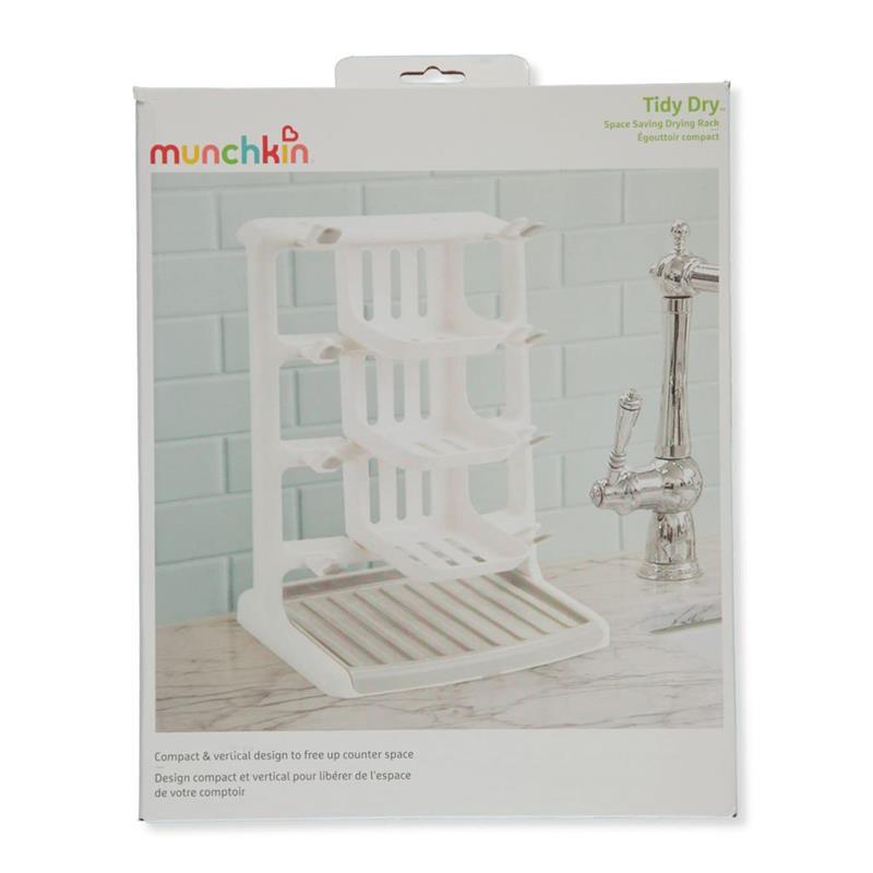 Munchkin - Tidy Dry Space Saving Vertical Bottle Drying Rack for Baby Bottles and Accessories, White  Image 6