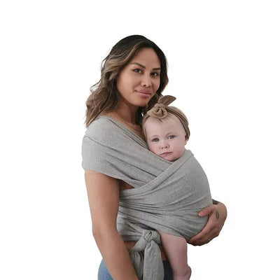 Mushie - 100% Organic Cotton Baby Wrap Carrier, Grey Melange Image 1