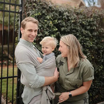 Mushie - 100% Organic Cotton Baby Wrap Carrier, Grey Melange Image 2
