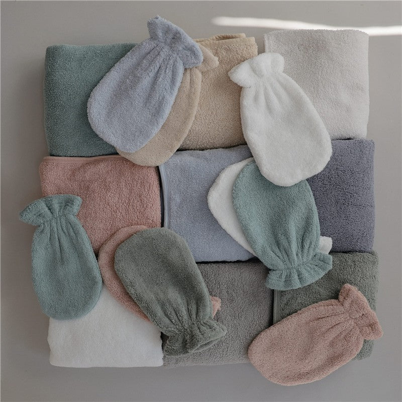 Mushie Organic Cotton Bath Mitts 2-Pack - Blush Image 7