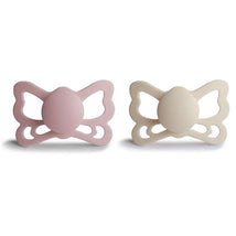 Mushie - 2Pk Cream/Blush Butterfly Anatomical Silicone Pacifier, 6/18M Image 1
