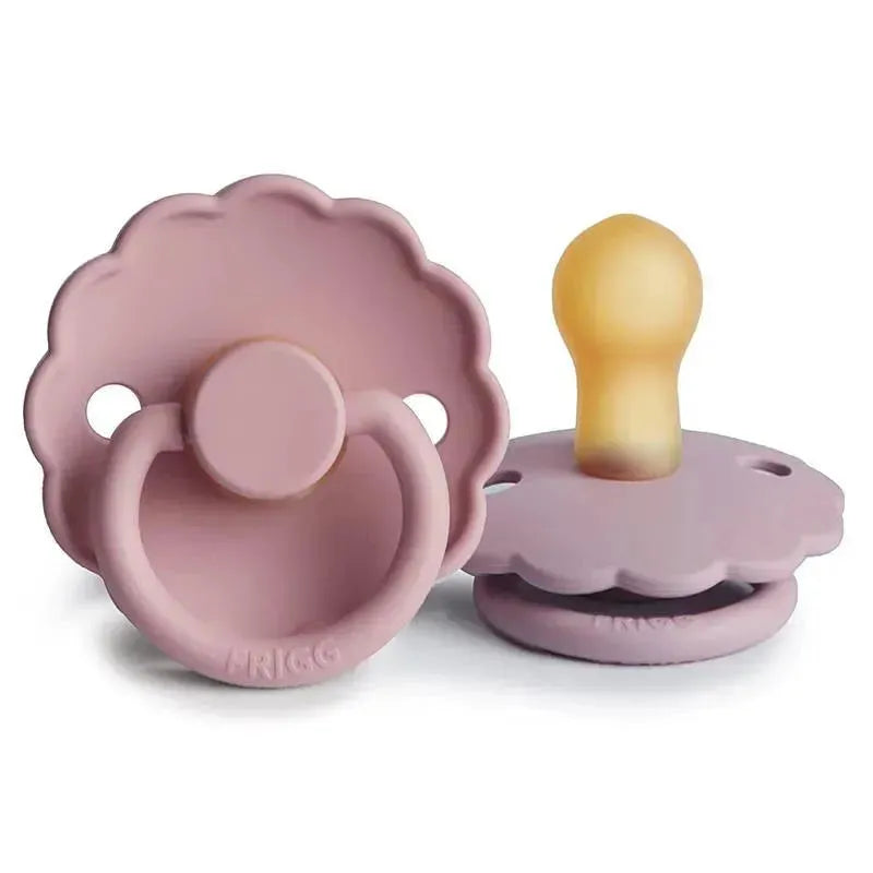 Mushie - 2Pk Frigg Daisy Natural Rubber Baby Pacifier, Baby Pink/Soft Lilac, 0/6M Image 1