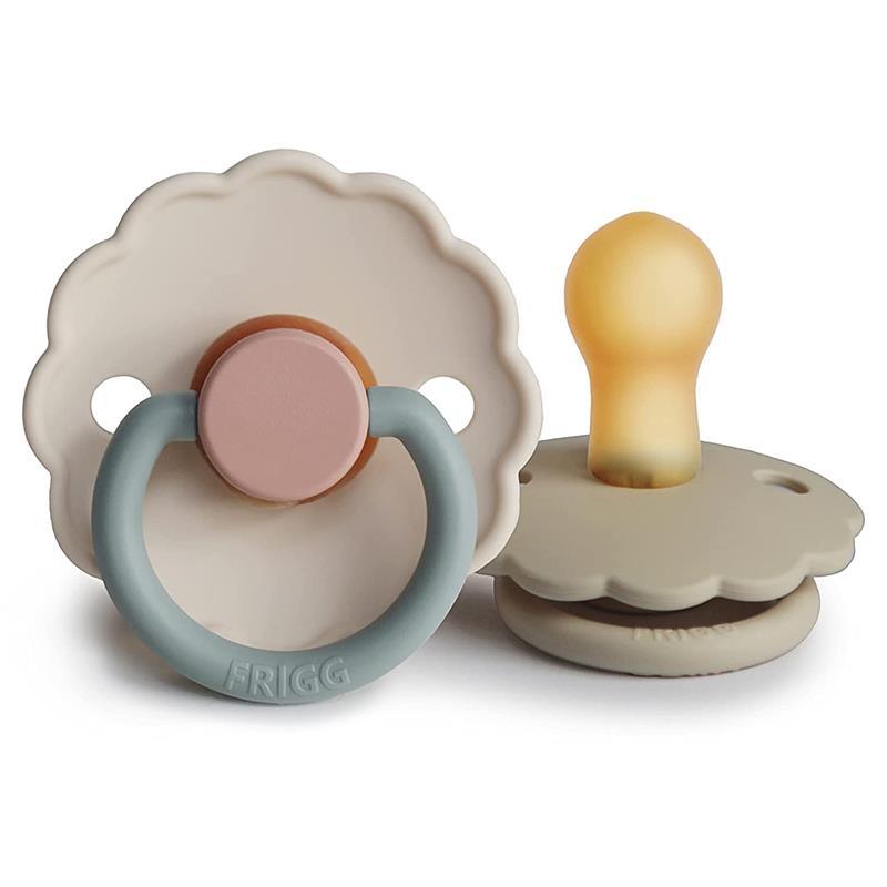 Mushie - 2Pk Frigg Daisy Natural Rubber Pacifier, Sandstone & Cotton Candy, 0/6M Image 1