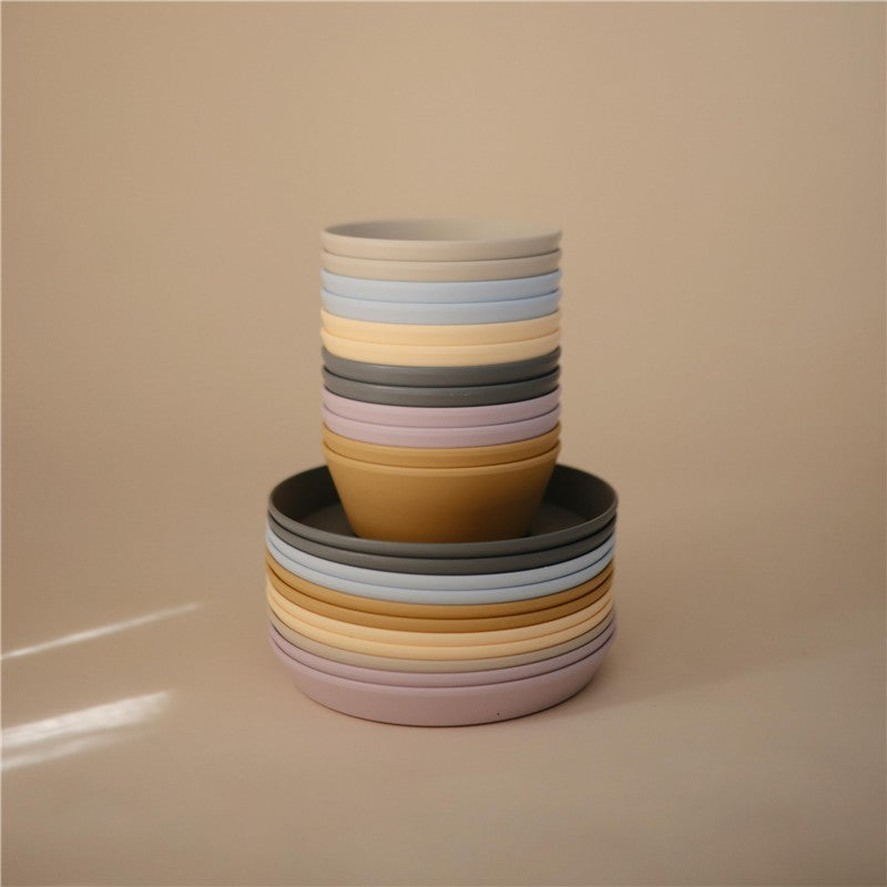 Mushie Silicone Round Plate Dinnerware Set 2 Pack - Soft Lilac Image 7