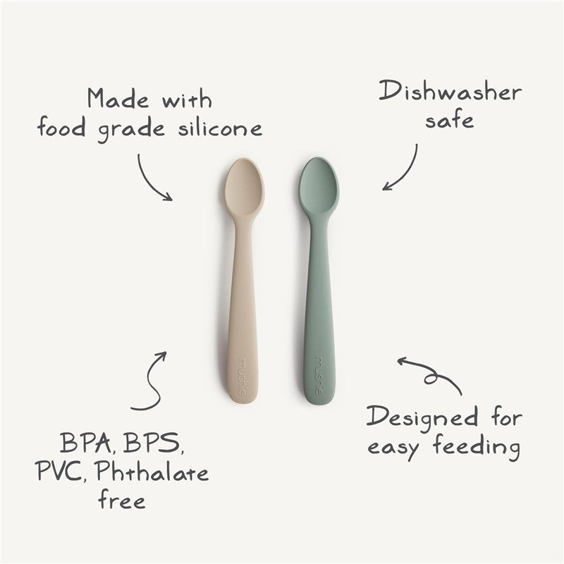 Mushie Silicone Feeding Spoons 2 Pack - Blush & Shifting Sand Image 8