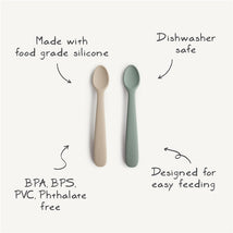 Mushie Silicone Feeding Spoons 2 Pack - Cambridge Blue & Shifting Sand Image 2