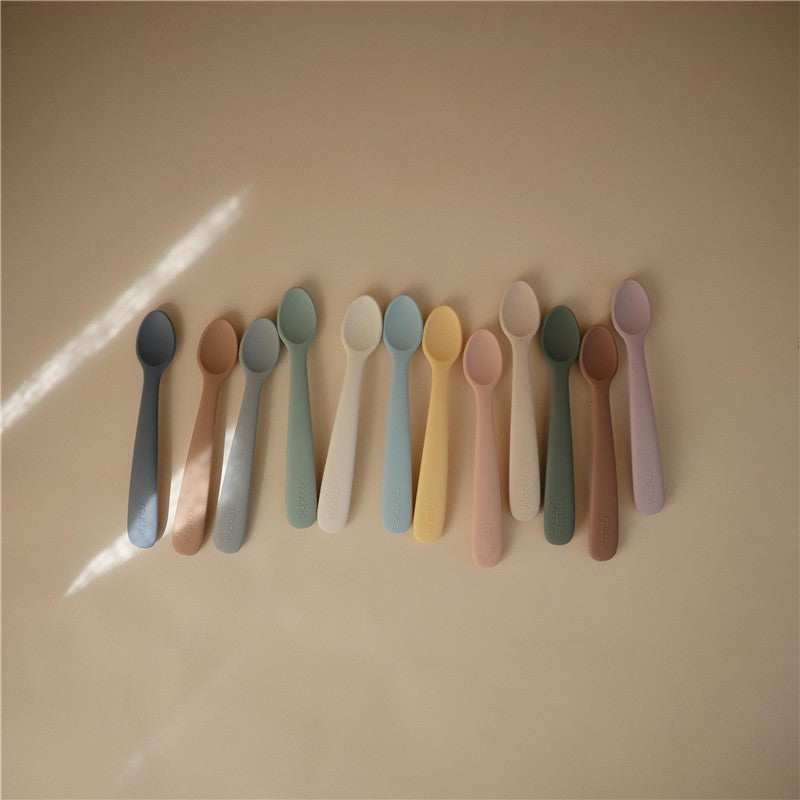Mushie Silicone Feeding Spoons 2 Pack - Dried Thyme & Natural Image 7