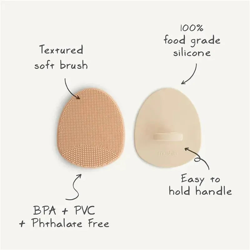 Mushie - Baby Bath Cradle Cap Brush, Soft Silicone Bristles, 2-Pack, Tradewinds/Periwinkle Image 5
