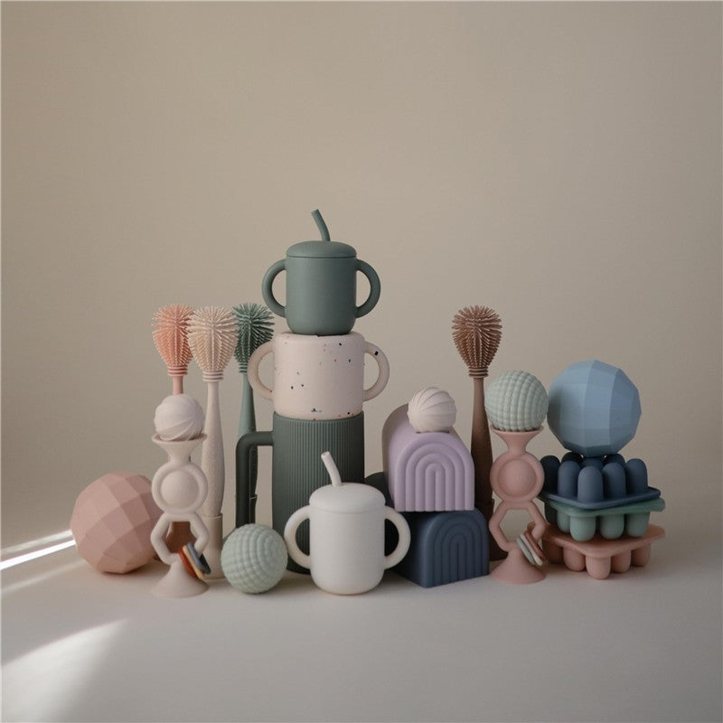 Mushie Silicone Baby Bottle Brush - Blush Image 8