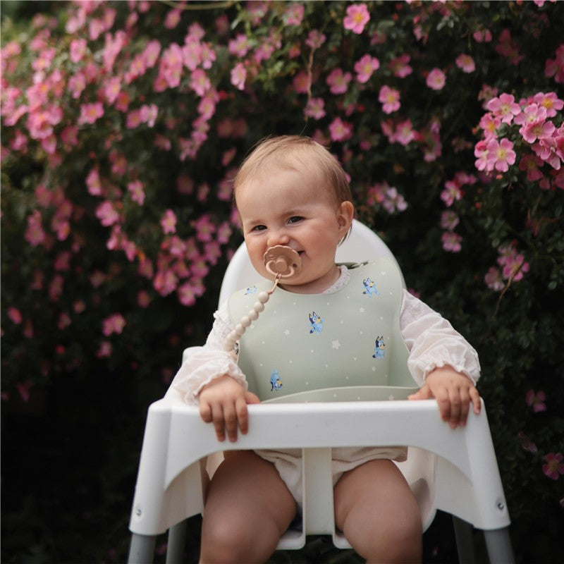 Mushie Silicone Baby Bib - Bluey Sage Image 6