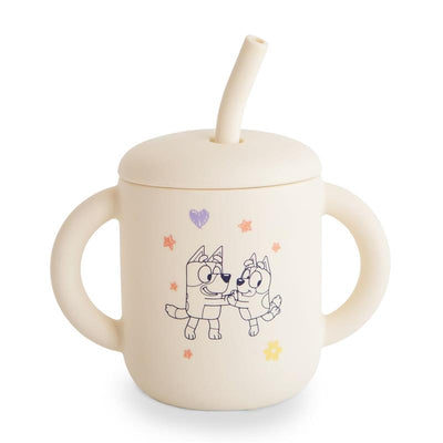 Mushie - Bluey X Mushie Silicone Training Cup + Straw, Bluey Ivory Image 1