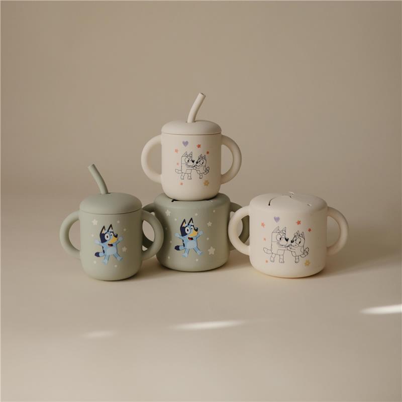 Mushie - Bluey X Mushie Silicone Training Cup + Straw, Bluey Ivory Image 7