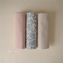 Mushie Changing Pad Liners - 3 Pack - Blue Flowers Combo Image 2