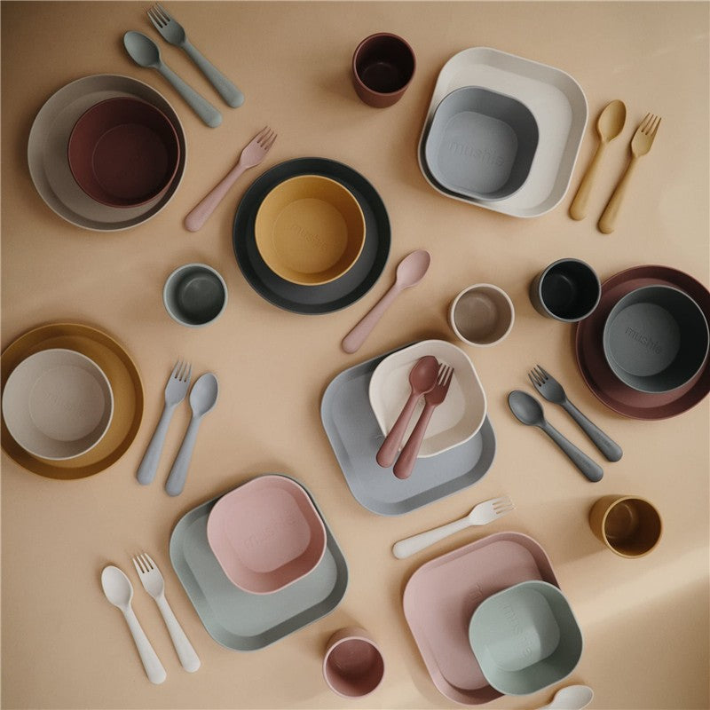 Mushie Silicone Dinnerware Fork & Spoon Set - Blush Image 7