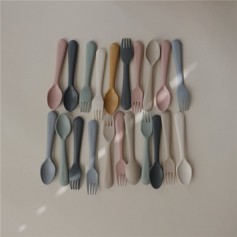 Mushie Silicone Dinnerware Fork & Spoon Set - Blush Image 8