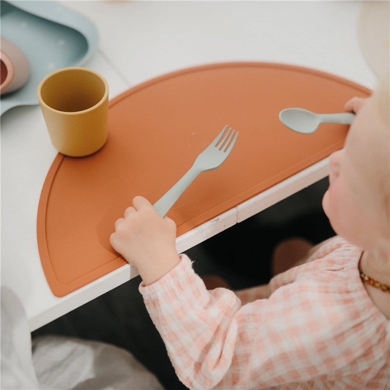 Mushie Silicone Dinnerware Fork & Spoon Set - Sage Image 3