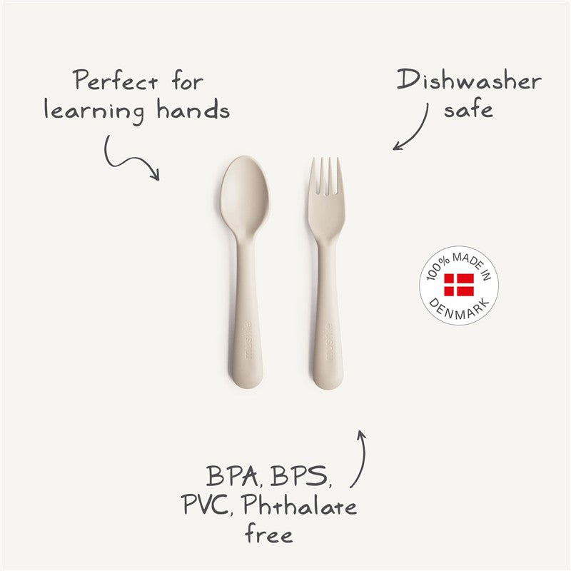 Mushie Silicone Dinnerware Fork & Spoon Set - Sage Image 8