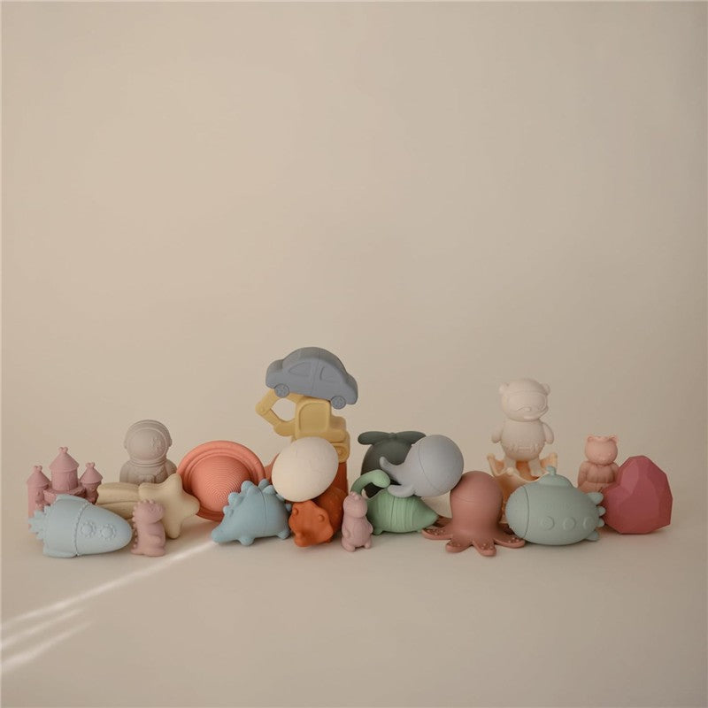 Mushie Dino Mold Free Bath Play Set - 4 Pack Image 3