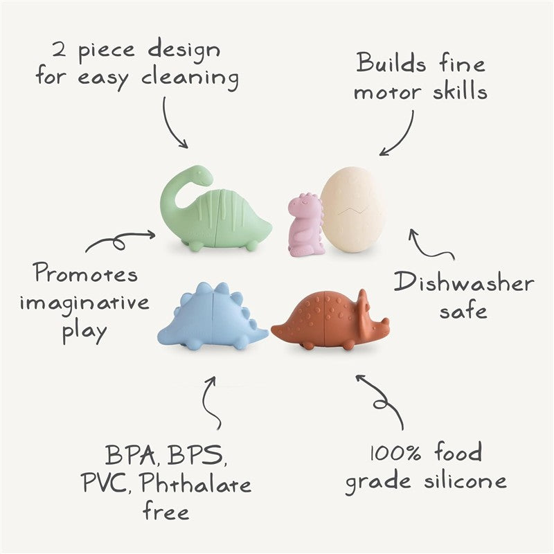 Mushie Dino Mold Free Bath Play Set - 4 Pack Image 8