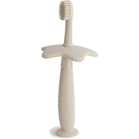 Mushie - Finger Toothbrush, Powder Blue/Daffodil Image 1