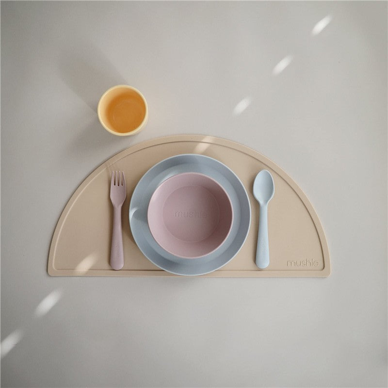 Mushie Silicone Dinnerware Fork & Spoon Set - Powder Blue Image 2