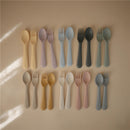 Mushie Silicone Dinnerware Fork & Spoon Set - Powder Blue Image 7