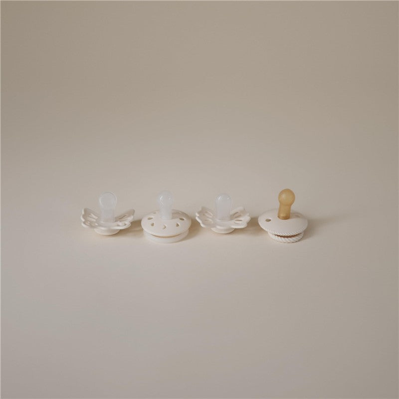 Mushie FRIGG Baby's First Pacifier Set 0-6 Months - Moonlight Sailing Cream 4-Pack Image 5